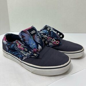 Vans Navy Floral Low Top Sneakers Sz 8.5 Women Casual Skate